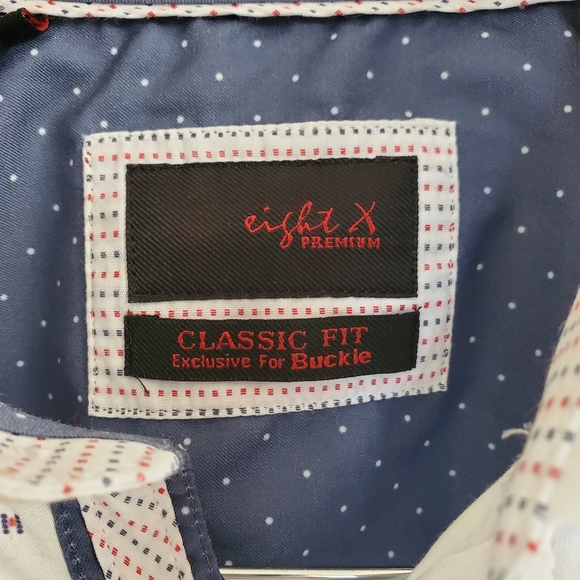 BUCKLE EightX Button Down Dress Shirt Size L Classic Fit Contrast Flip-Cuff - Picture 6 of 13